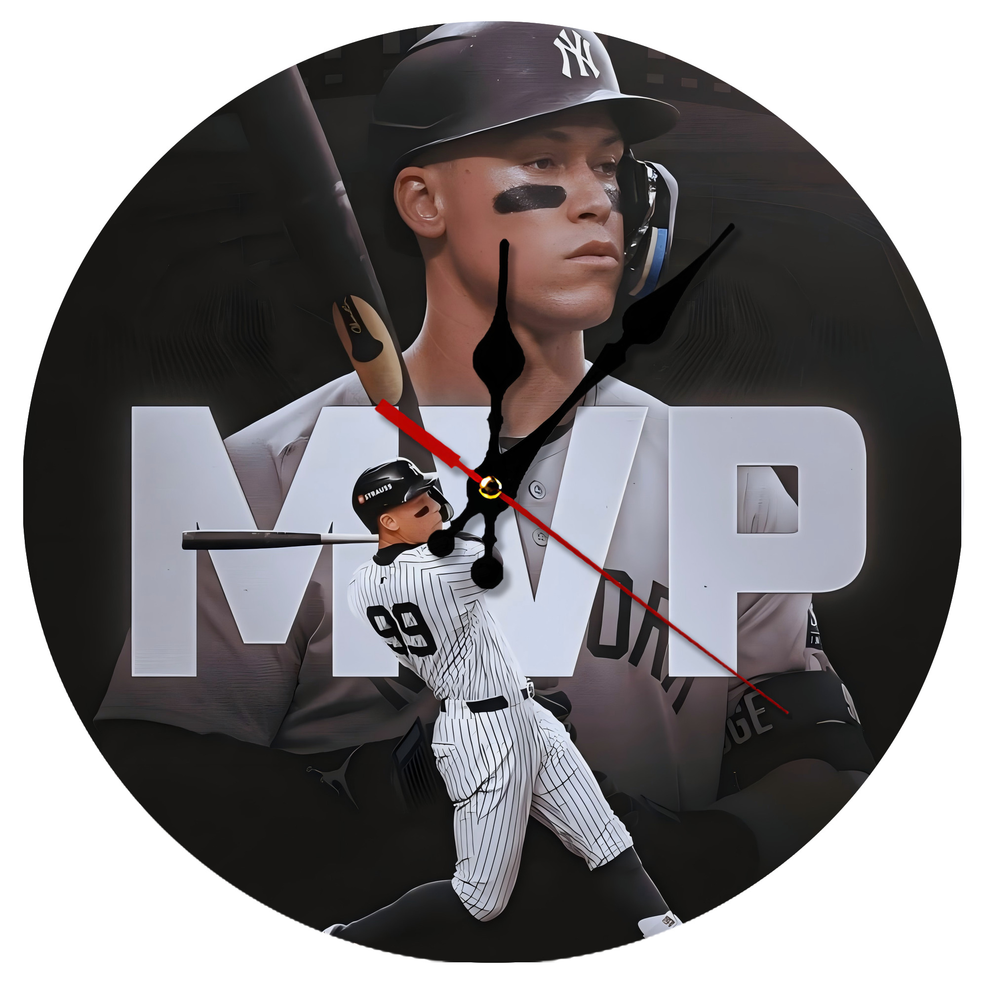 Aaron Judge MVP Silent Round Wall Clock – Modern & Stylish DIY Design, Durable Wood Construction, Easy To Install – Perfect For Office, Bedroom, Living Room, And More